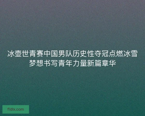 冰壶世青赛中国男队历史性夺冠点燃冰雪梦想书写青年力量新篇章华